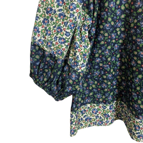 THE GREAT Maiden Floral Patchwork Corduroy Peasant Blouse Cottagecore Size 0/XS - Picture 10 of 13